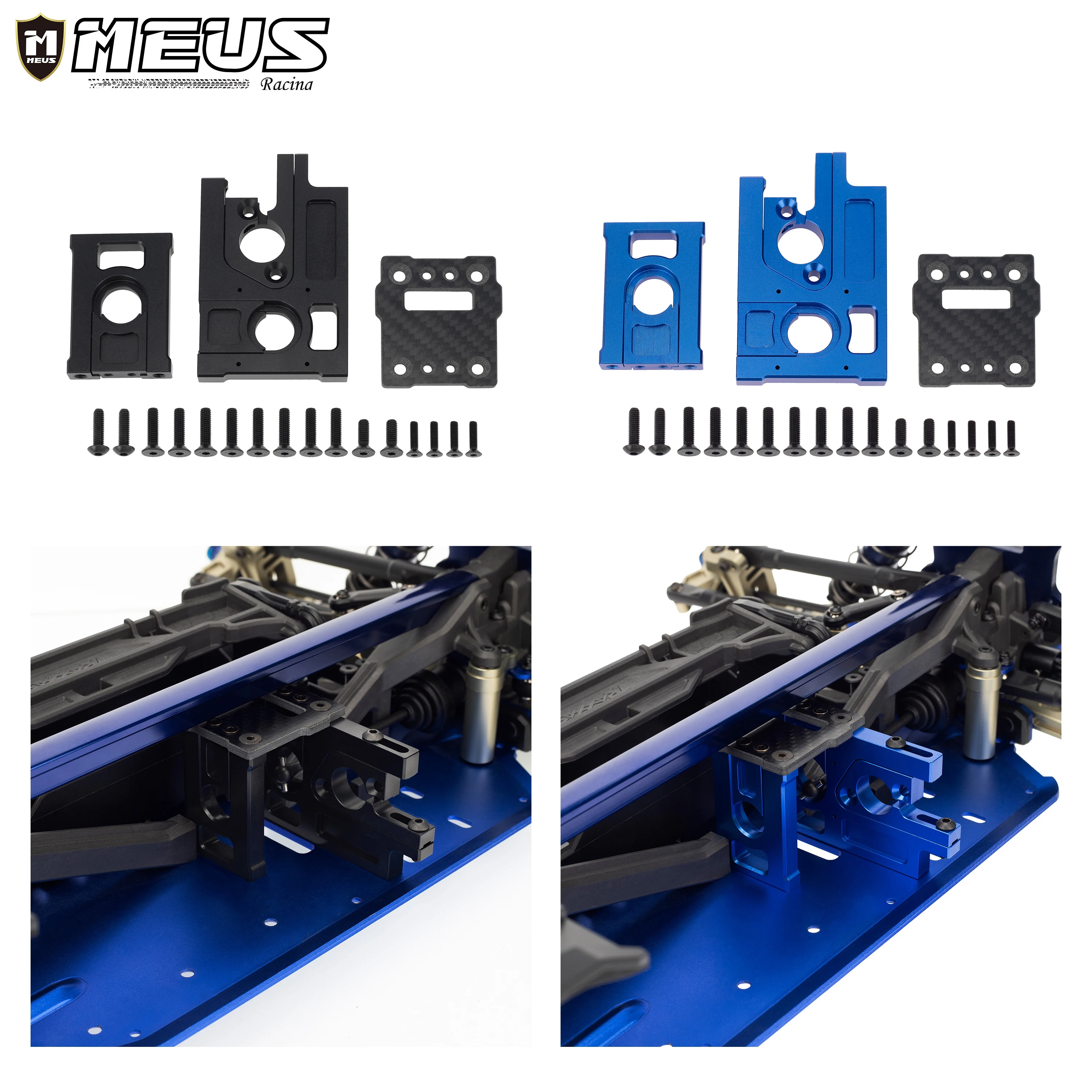 

Meus Racing 7075-T6 Motor Mount Set Motor Base Carbon Fiber Diff Cover for 1/8 Sledge 4WD 95076-4 42mm RC Car Parts