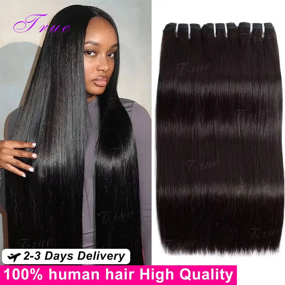 

16A Straight Human Hair Bundles 30 34 Inch Brazilian Real Remy Weave Hair 3 4 5 Pcs 100% Unprocessed Double Weft Raw Hair Bundles Extensions For Women