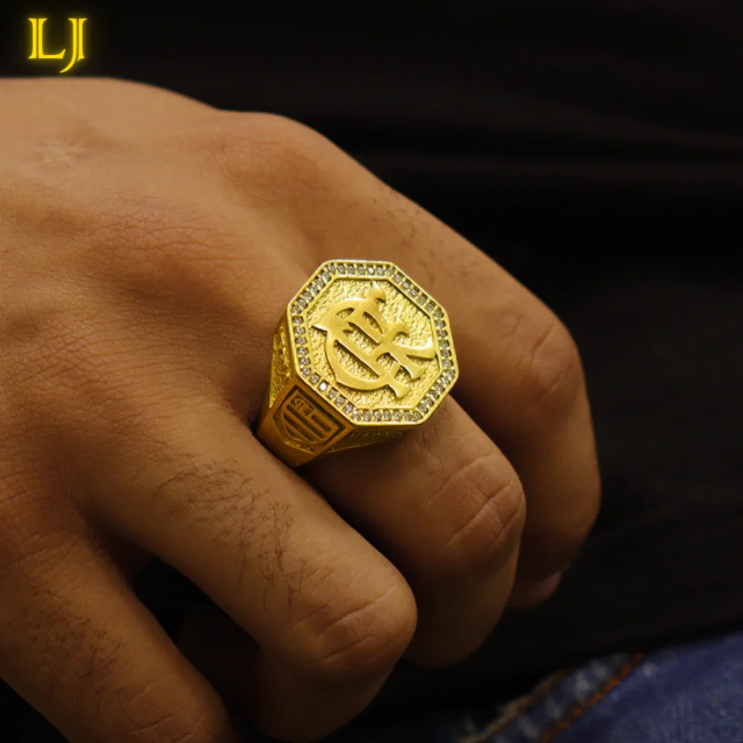 Flamengo Ring in Nordic Gold-Eternal Guarantee in Color! Flamengo Ancient Coin Ring CRF Coat of Arms of Flamengo and CRF Shield