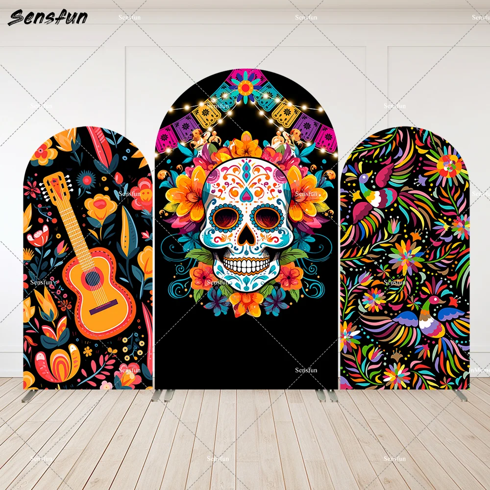 

Day of Dead Halloween Party Arch Backdrop Covers Mexican Fiesta Sugar Skull Dia DE Los Muertos Carnival Party Decor Arched Wall