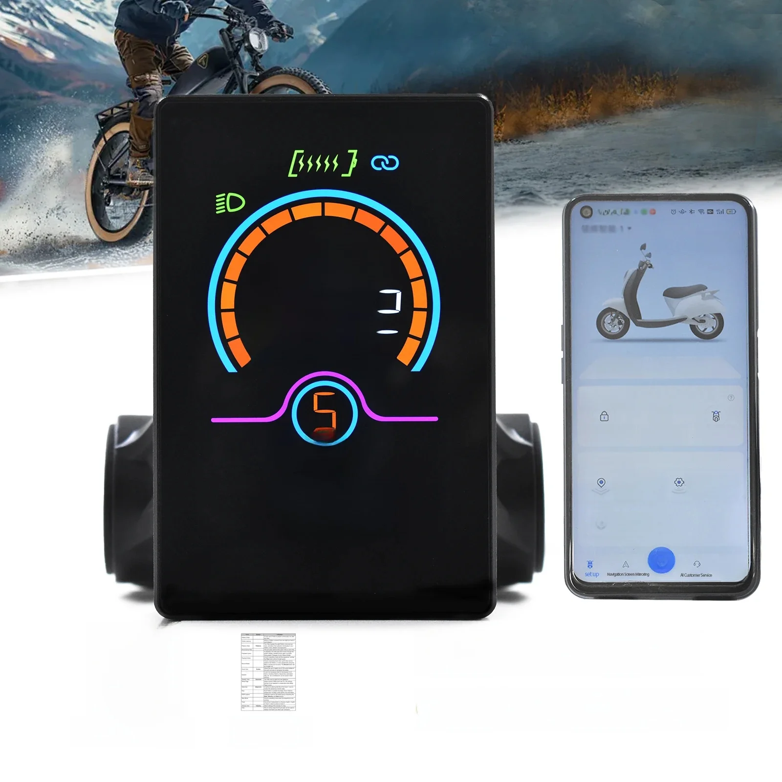 AliExpress NONE M5C-2 Electric Bicycle Computer Bluetooth Wired Digital Color LCD Display Vehicle Locking Bicycle Odometer Bike Accessories