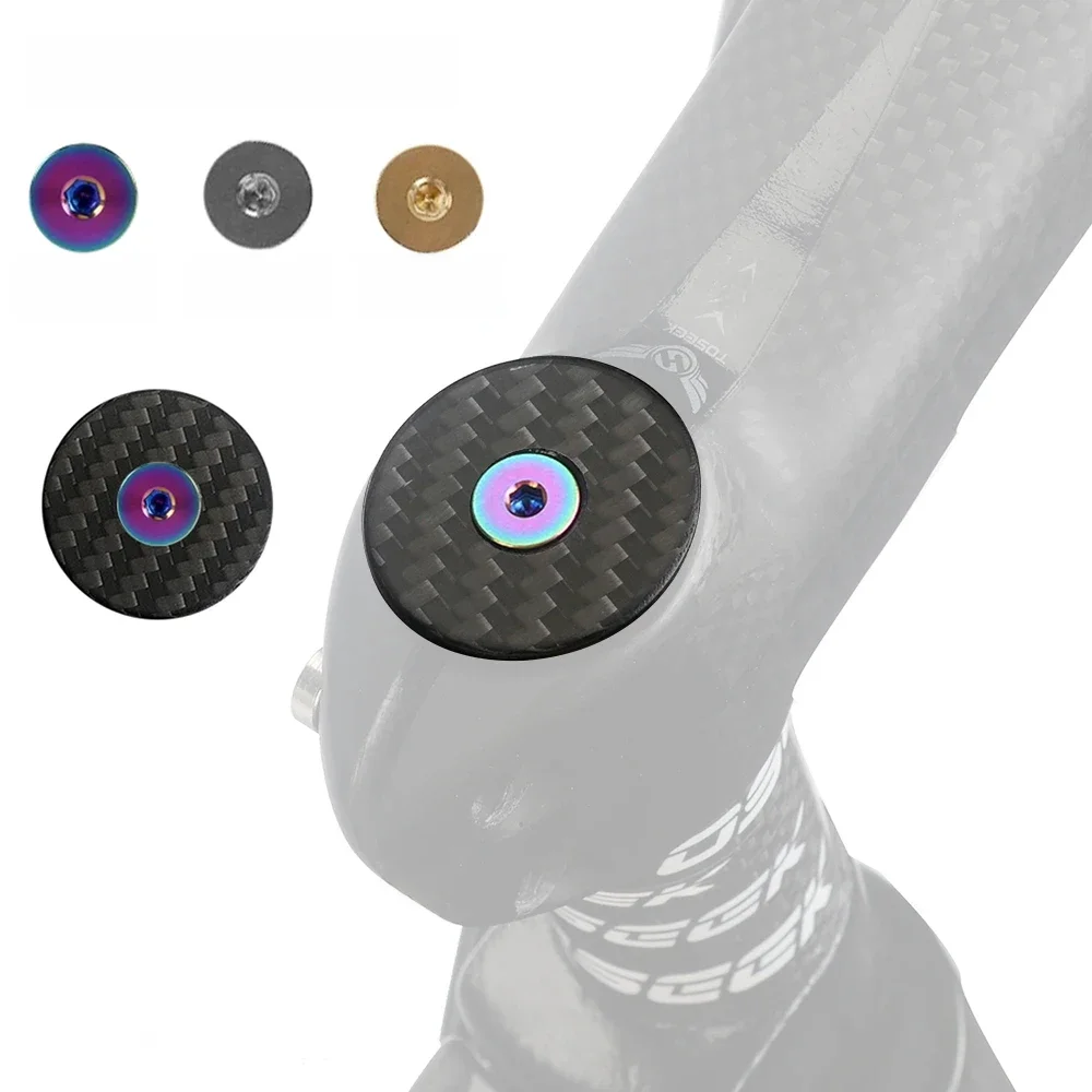 AliExpress TOSEEK MTB Road Bicycle Headset Carbon Top Cap Carbon Stem Cap Titanium Screws 28.6mm 1 1/8" Steerer Fork Tube Headset Cap Cover