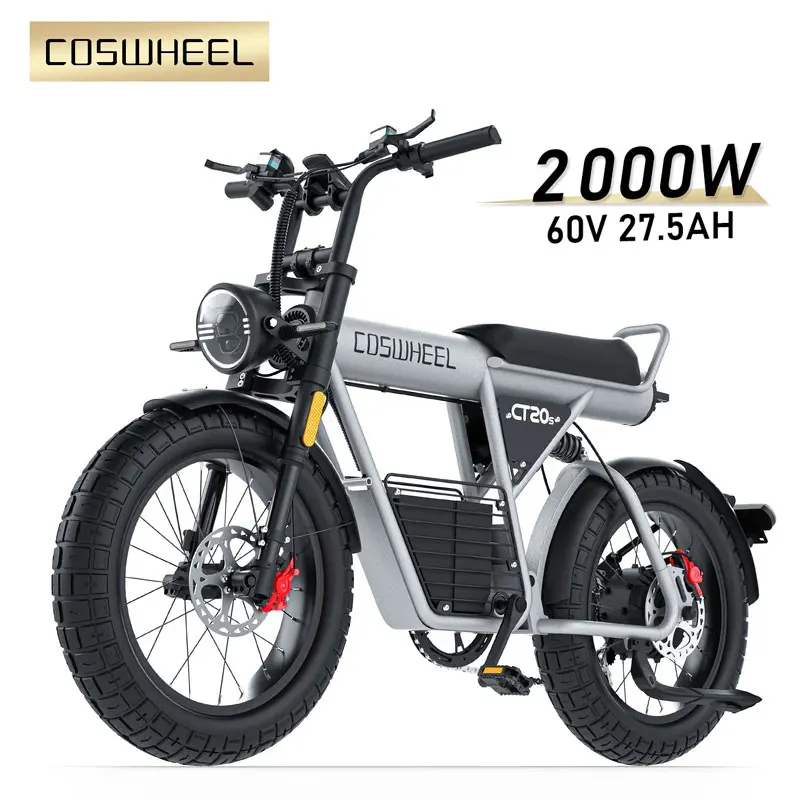 Electric Bike 2000W Motorcyle Ebike 20 Inch FatTire Bicycle 60V 27.5AH Battery Fatbike Bikes Electric Bicycle For Adults