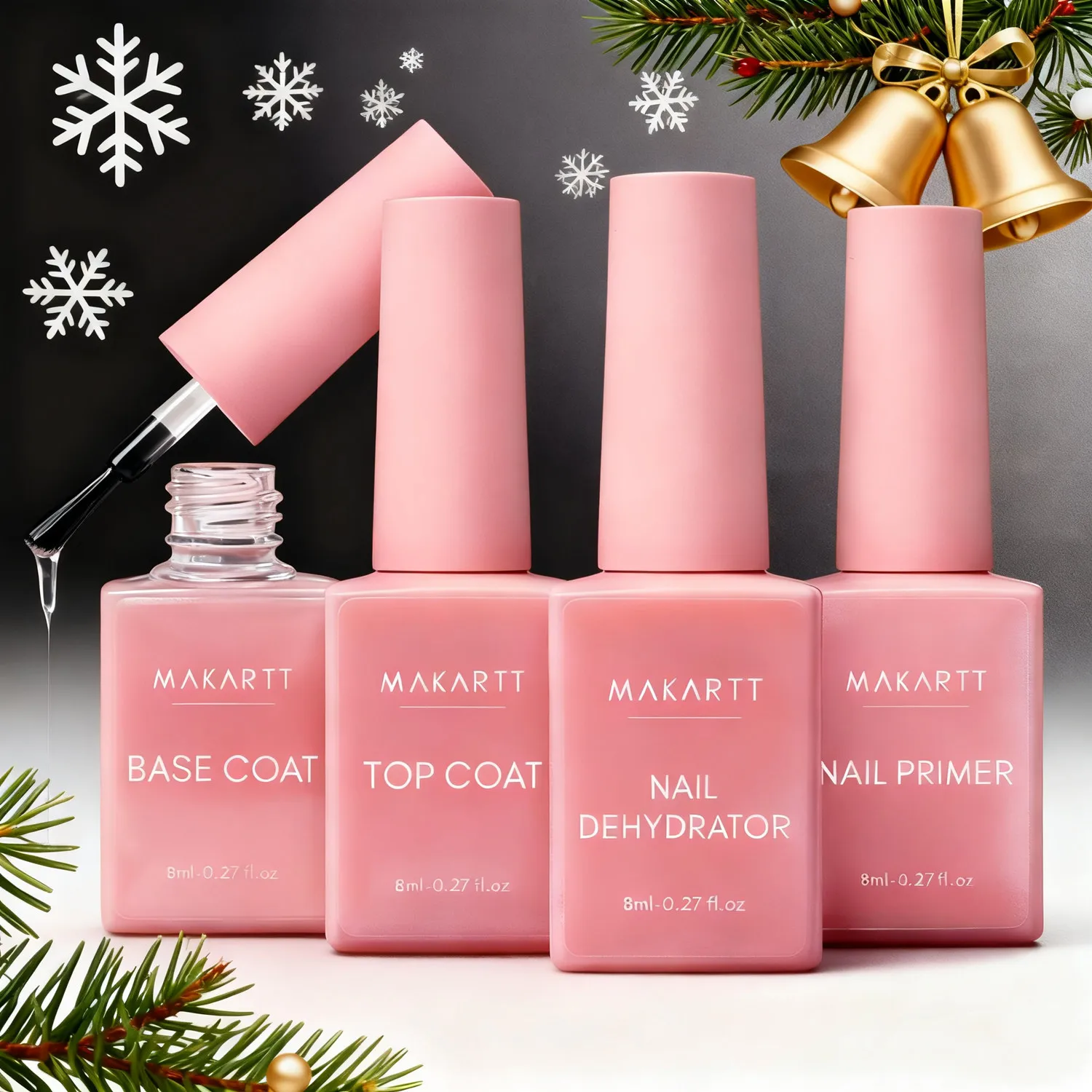 Professional Nail Prep Kit: Nail Dehydrator and Primer + Base Coat Top Coat - Acid-Free, Long-Lasting for Manicure Supplies