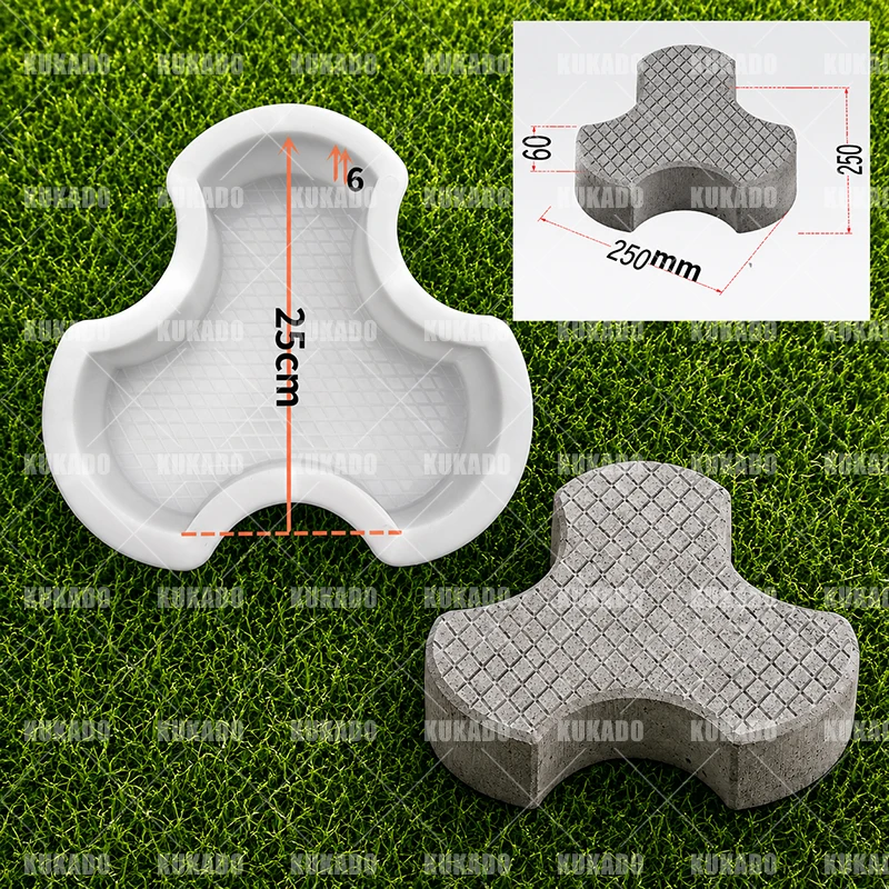 Three‑Leaf & Striped Colored Cement Brick Plastic Molds, DIY Square Paving Tile Mould for Courtyard Road Park Steps