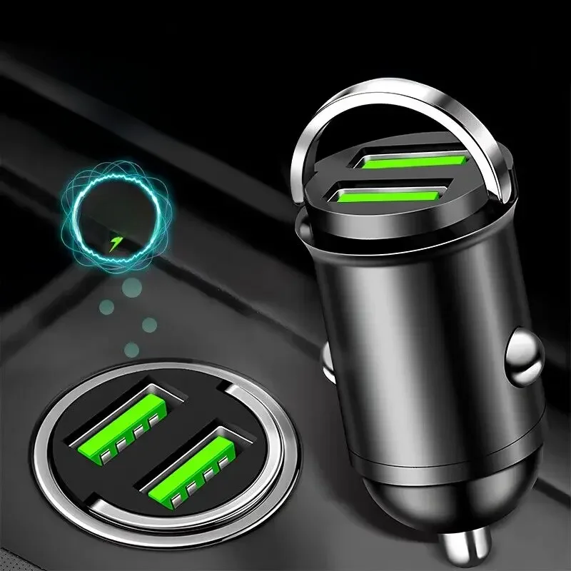 200W Mini Pull Ring Car Charger Dual USB Fast Chargingfor iPhone Huawei Xiaomi Samsung QC 3.0 Phone convenient Charger Adapter