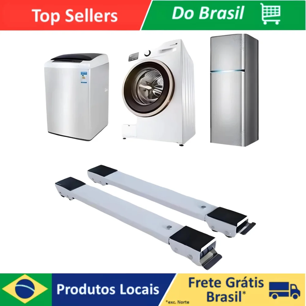 Suporte Base C/ Rodinhas Ajustável Máquina Lavar, Fogão, Geladeira E Móveis 200kg