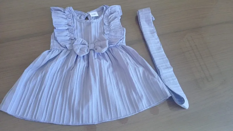 Baby girl Summer Blue dress with Ruffled Edges and Bow, Sweet and Cute Style Dress suitable for 0-3 Year old Cute Baby girls photo review