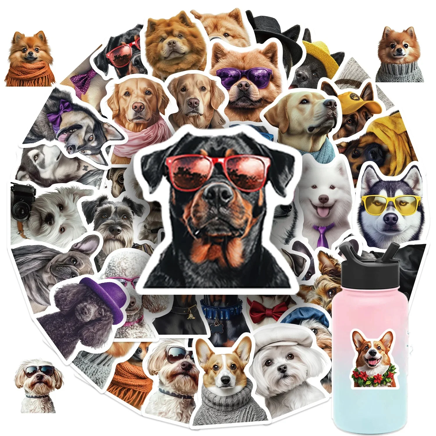 AliExpress NONE 50Pcs Surreal Animals Dogs Stickers Pvc Decals for Luggage Laptop Guitar Skateboard Bicycle DIY Decor Irregular Shape