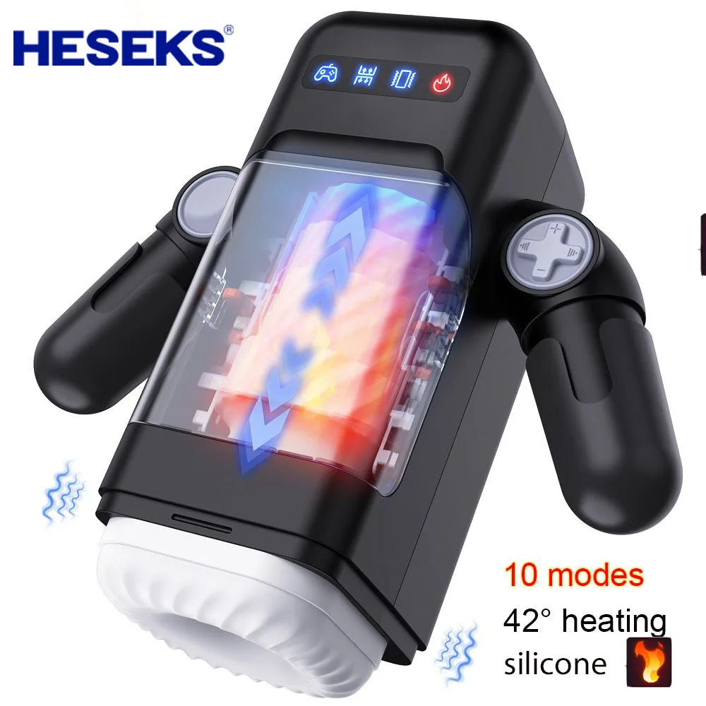 HESEKS-Copa Masturbador Automático para Homem, 10 Modos, Masturbação Poderosa Chupando, Vagina De Silicone, 42 Modos De Aquecimento