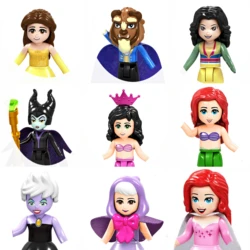 Disney Princess Girl Belle cenerentola Aurora Rapunzel modello Building Blocks Amini Brick Mini Action Figure giocattoli per bambini