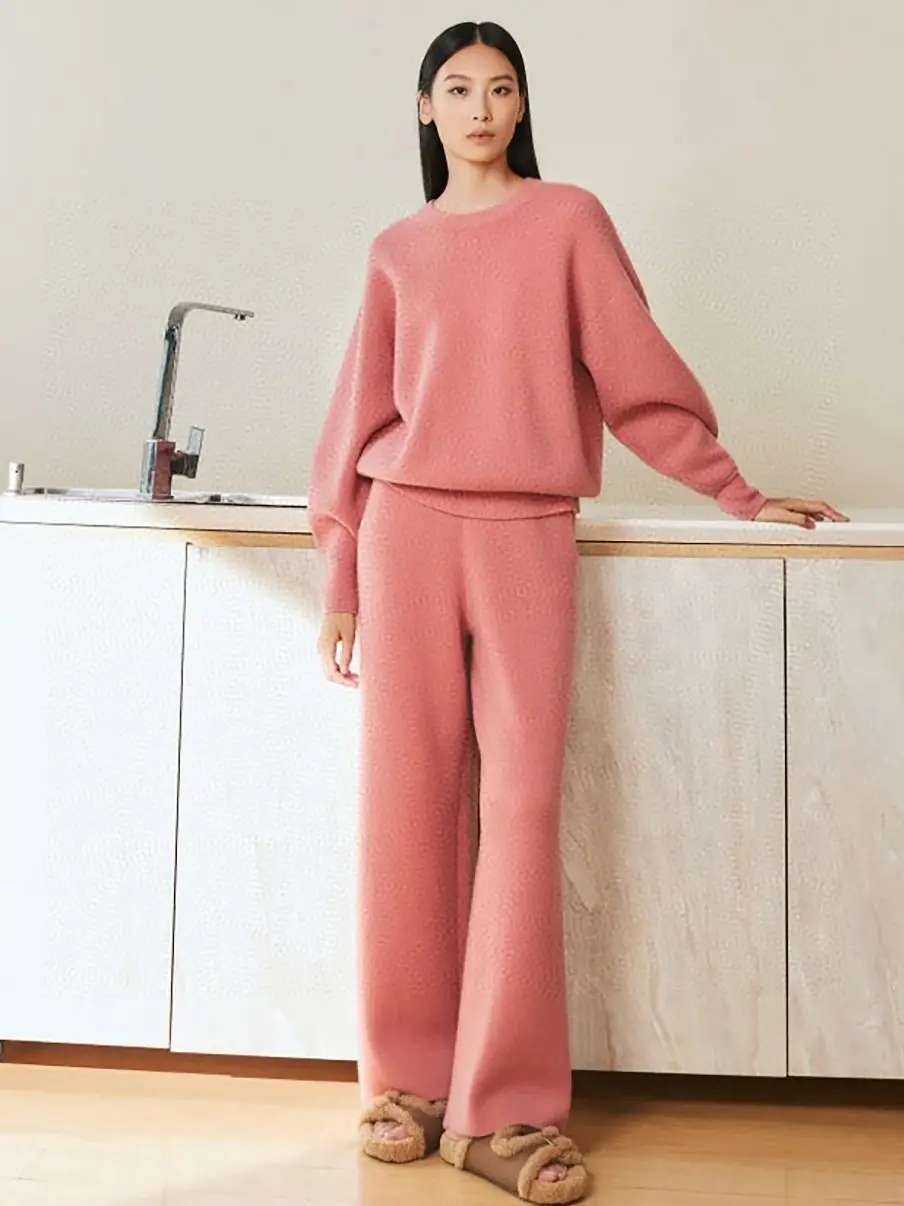 

Autumn-winter thick 100% pure cashmere set