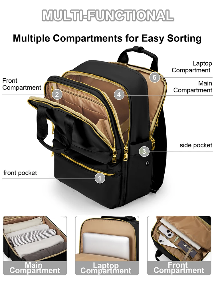 Carry on Backpack, Travel Backpack Airline Approved Large 15.6\'\' Laptop Backpack for Women Waterproof Business Backpack for Work