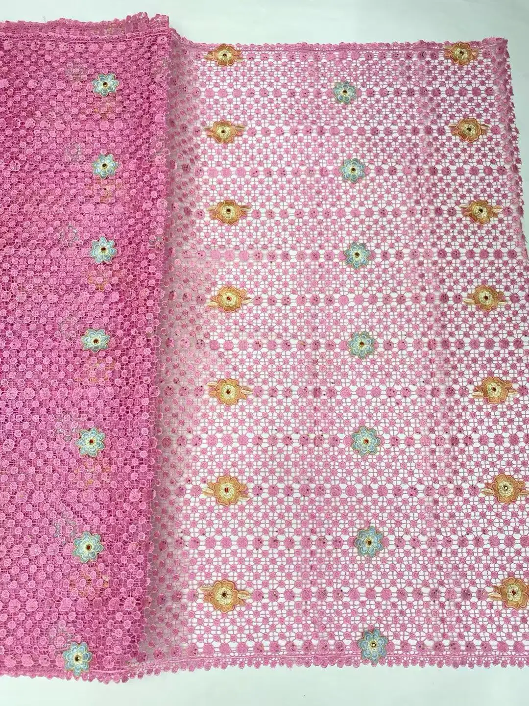 

5 Yards High-Quality French African Soluble Stones Embroidery Lace Fabric for Women's Wedding Dress Sewing