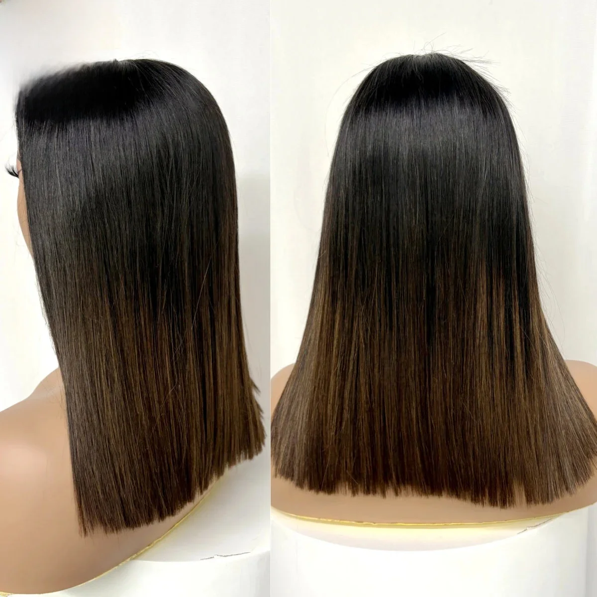 2x6 HD Lace 1BT4 Schokoladenbraune Glatte Kurze Bob-Perücken 16A Doppelt Gezogene Rohe Vietnamesische Echthaar-Perücken für Frauen