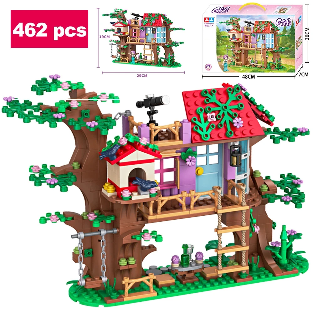 City Friends Birdy's Tree House Building Blocks Sets MOC Telescope Garden Swing Stairs Houses Figures Bricks Toys for Kids Gifts