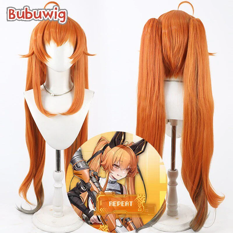 

Синтетические парики Bubuwig Ying Ning для косплея, парик Nikke The Goddess of Victory, 100 см, длинный оранжевый парик с прядями в виде хвоста, термостойкий.