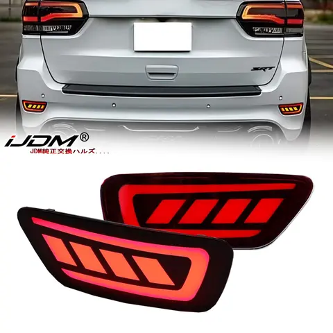 2pc LED Rear Bumper Reflector Lights For Jeep WK2 Grand Cherokee, Patriot, Compass, Dodge Journey,Tail/Brake & Blink Turn Signal