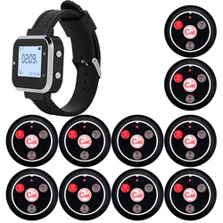 Fast Shipping 1 Waiter Watch Pager 10 Black Call Button Wireless Calling System Transmitter for Restaurant Clinic Cafe Pager