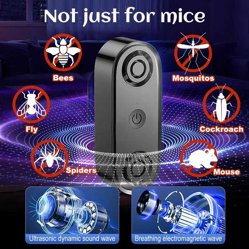 Efficient Electronic Ultrasonic Pest Control Repeller Portable Insect Repellent Mouse Insect Rodent Cockroach Repeller For Home