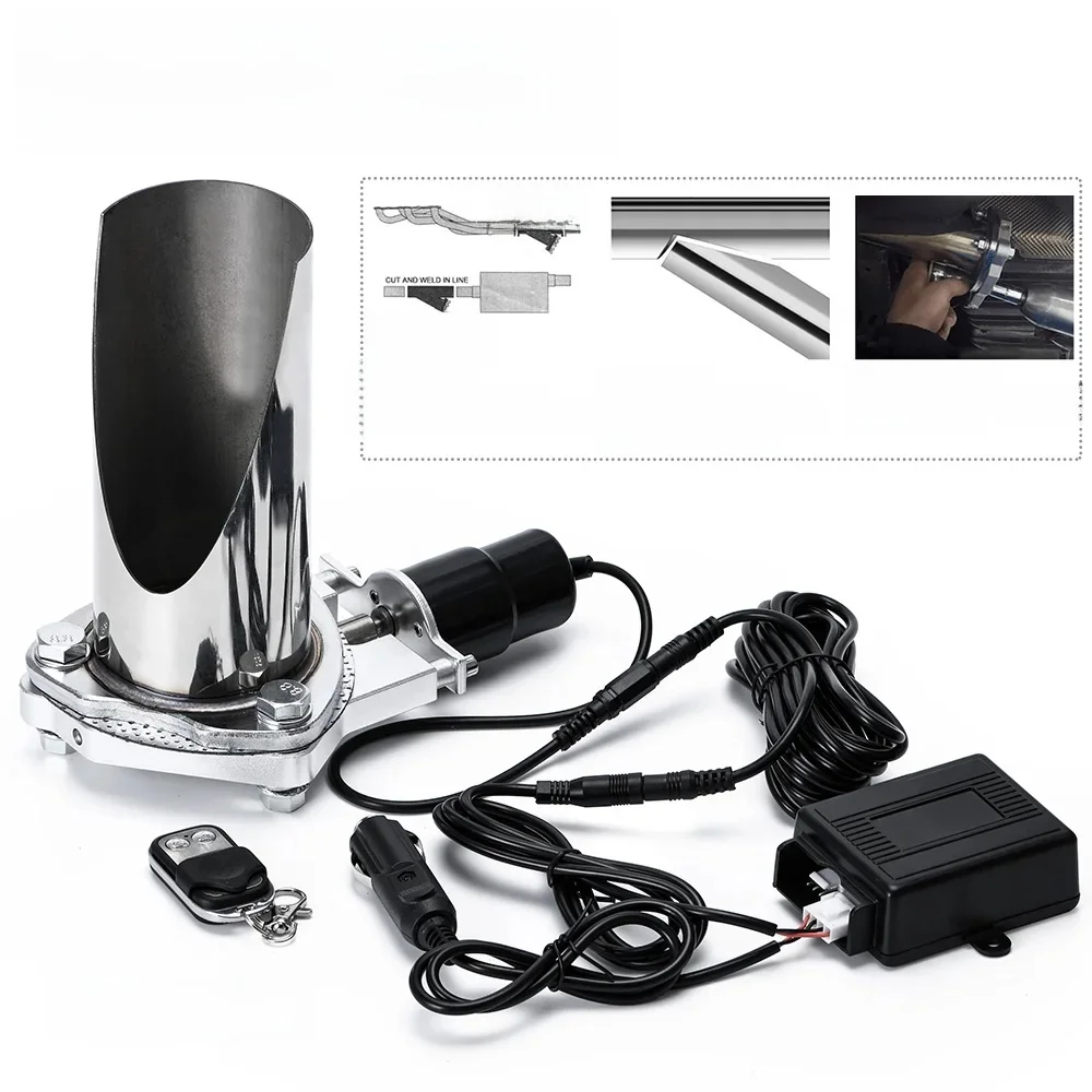 2.5 " / 3" Uitsparing Roestvrijstalen Uitlaat Uitgesneden Header Worden Gesneden Pijp Elektrische Klep Uitlaat Tip Uitlaat kit - afbeelding 2