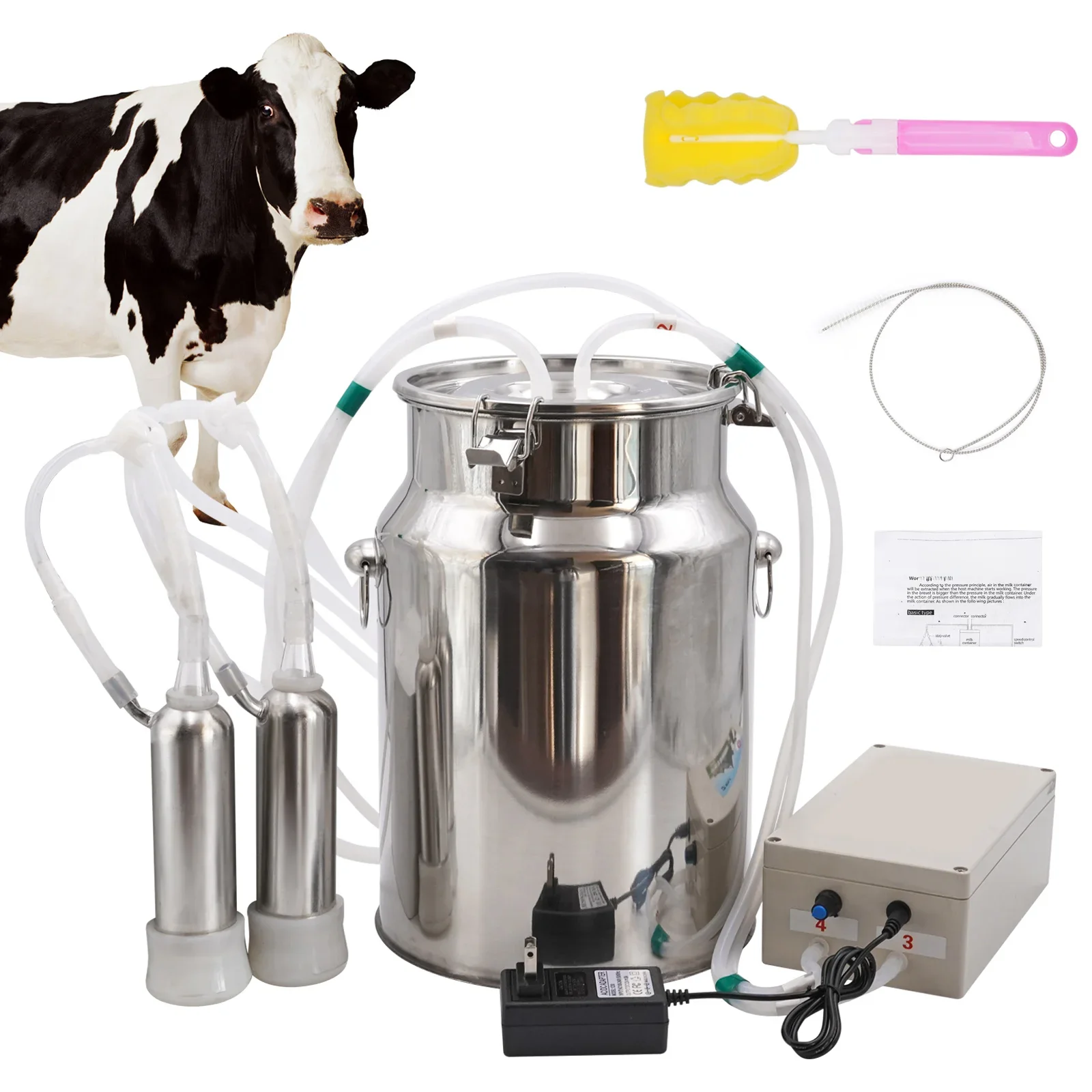 10L Elektrische Geit Melken Machine 220V Vee Pulserende Melkmachine Rvs Melker Emmer Vacuümpomp - afbeelding 2