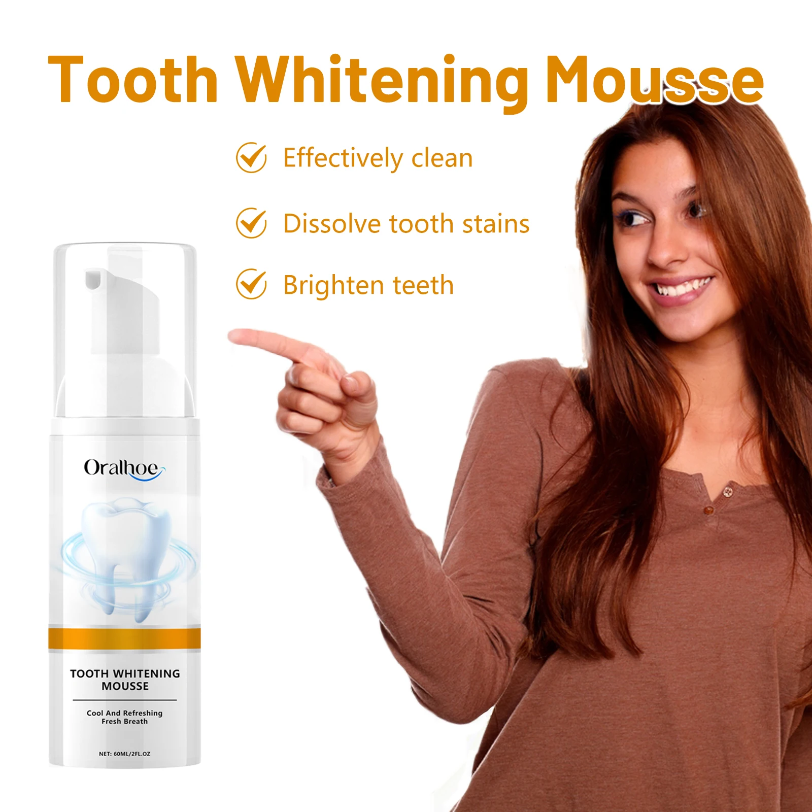 Oralhoe Teeth Whitening Staining Cleansing Mousse Removes Stains Teeth Whitening Oral Fresh Hygiene Care Mousse Toothpaste