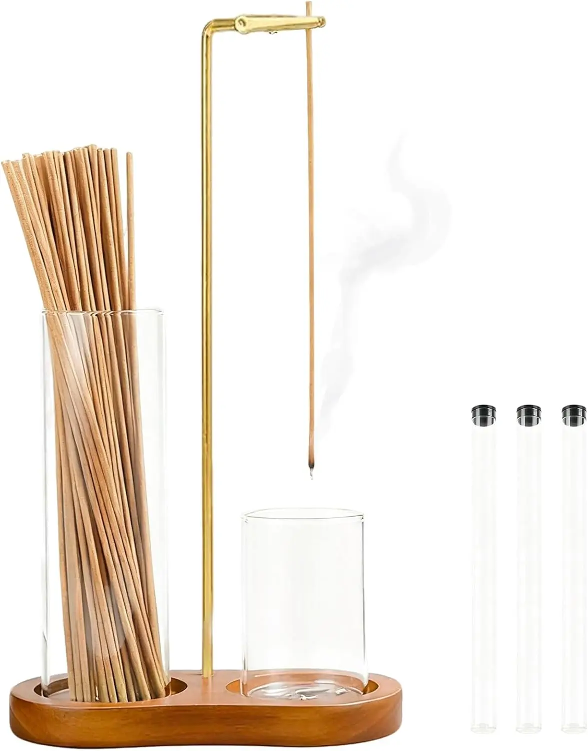 2 in 1 Incense Holder for Sticks, Anti-Ash Flying Incense Burne with Glass Ash Catcher and Incense Sticks Organizer for Meditation Yoga Spa Home Decor