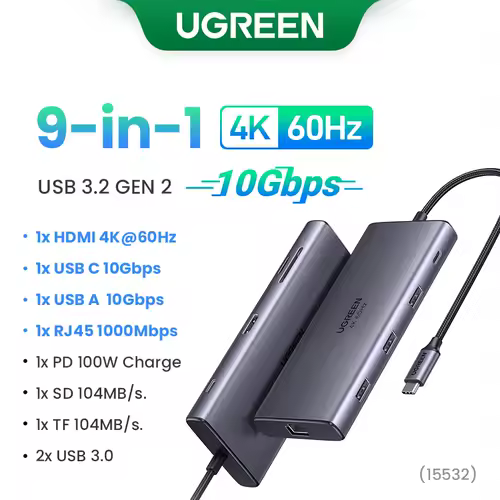 UGREEN Dual HDMI USB-C HUB 8K 4K HDMI Adapter 10 in 1 Splitter with RJ45 USB3.0 PD 100W Dock for MacBook Pro Air Laptop USB HUB - Image 19