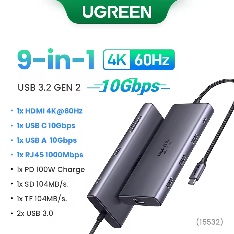 UGREEN Dual HDMI USB-C HUB 8K 4K HDMI Adapter 10 in 1 Splitter with RJ45 USB3.0 PD 100W Dock for MacBook Pro Air Laptop USB HUB - Image 19