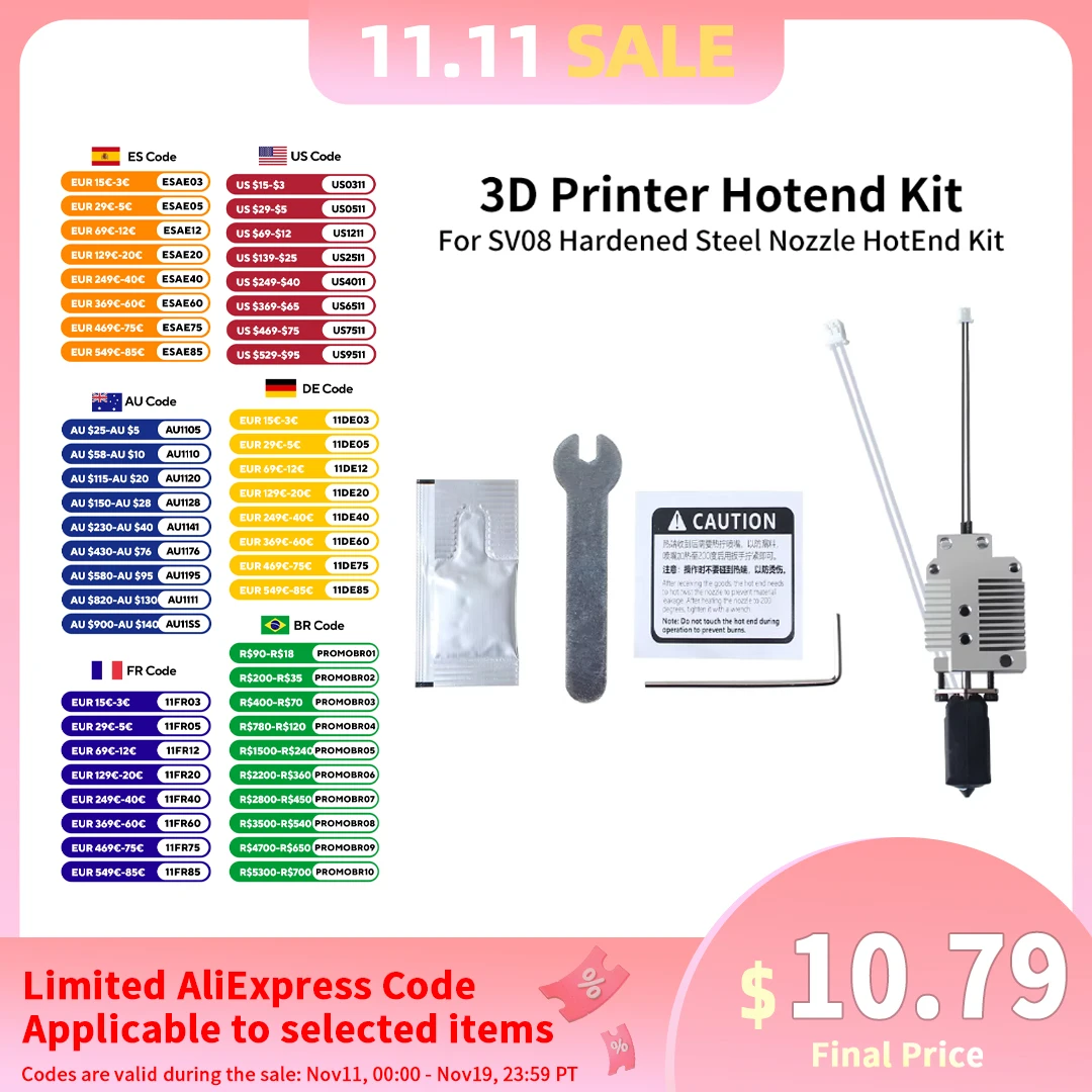 Untuk SV08 Kit HotEnd Nosel Baja Diperkuat yang Ditingkatkan Tahan Suhu Tinggi Nosel 0.4mm Untuk Printer 3D SV08