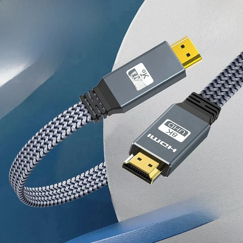 MIZIQIER Câble plat HDMI haute vitesse, 8K, 48Gbps, 8K60, 4K120, 144Hz, tressé, HDMI 2.1 rette, 3D ehull, HDCP 2.2 et 2.3, compatible avec Roku TV, PS5