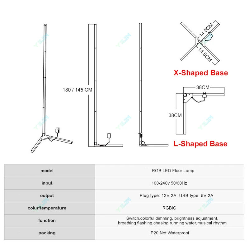 Heightening 180CM Smart Floor Lamp RGBIC Tuya Smart APP Remote Control Nordic Stand Floor Mood Light For Game Room Decoration