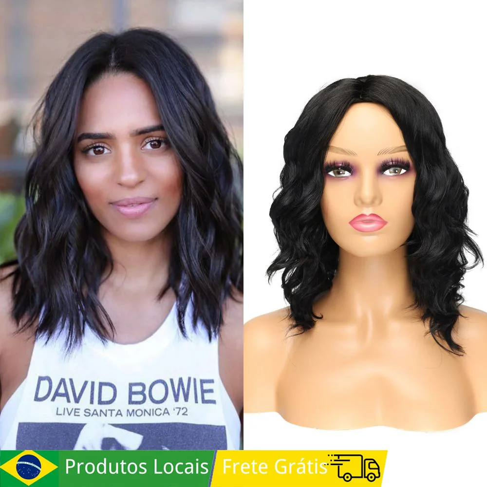 Peruca Wig Fibra Orgânica Premium Mulheres Cabelo Ondulado Natural Desgaste Diário 