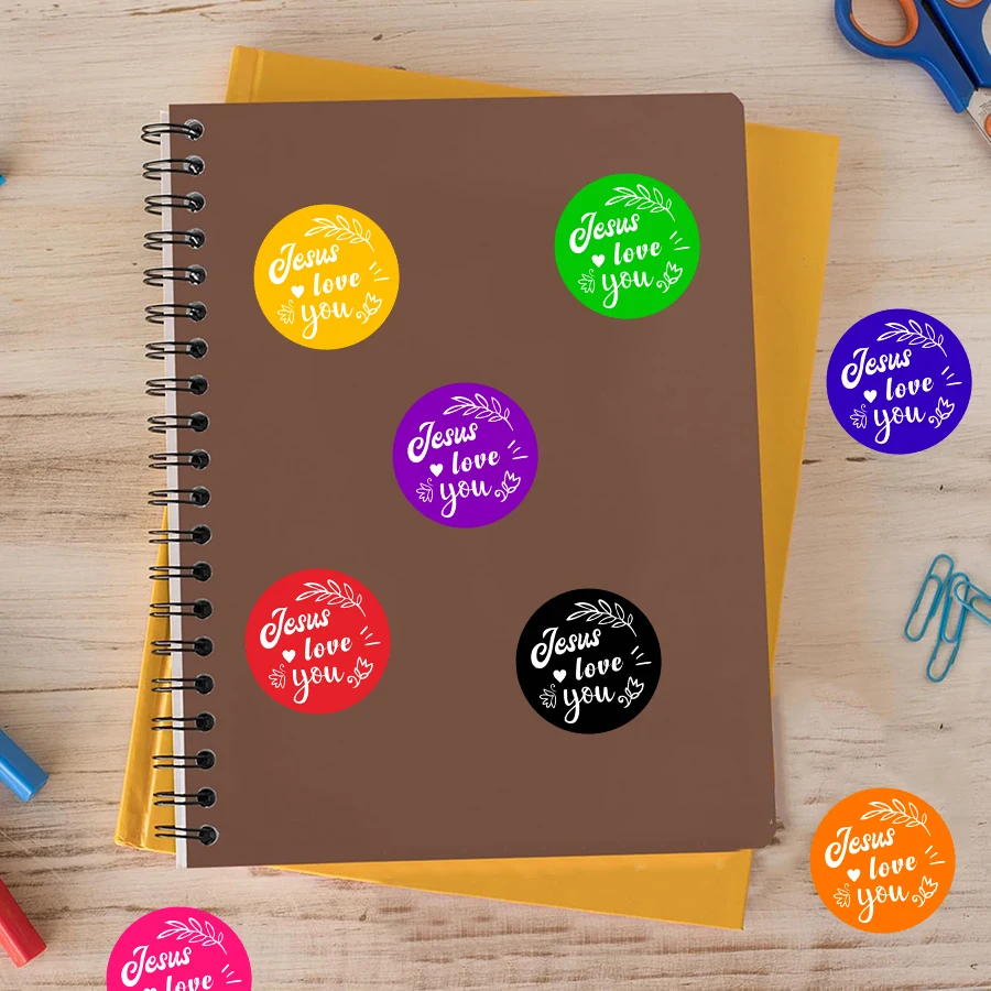 120Pcs Colorful “Jesus Loves You” Stickers – Faith Round Labels for Gifts, Envelopes, Cards, Scrapbooking & DIY