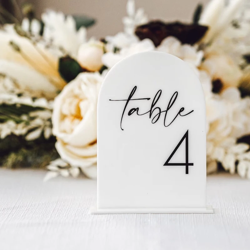 White Arch Wedding Table Number Sign Wedding Table Numbers Modern Wedding Centerpiece Modern Minimalist Acrylic Table Numbers