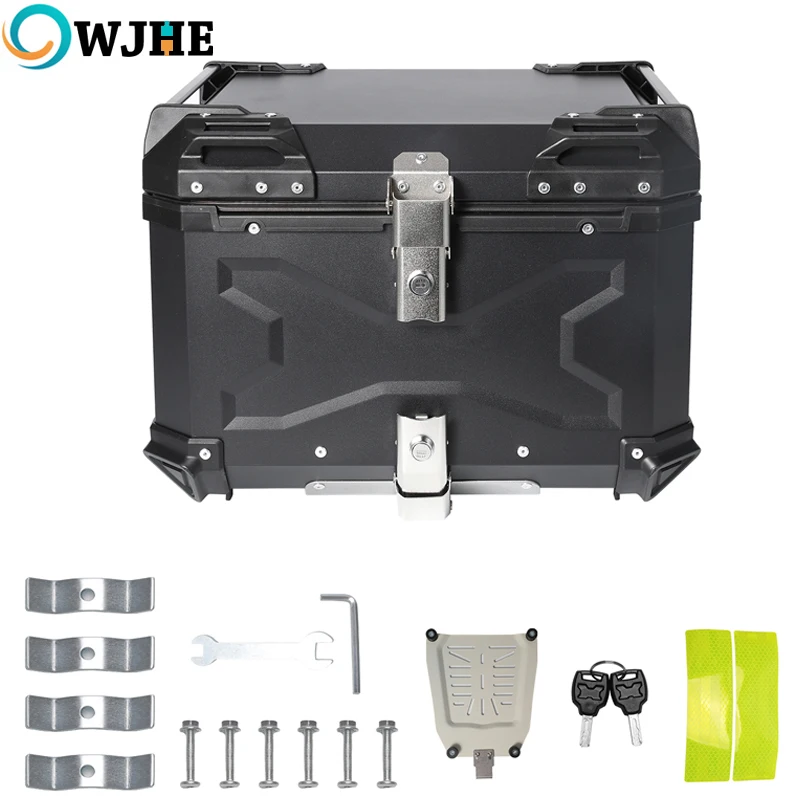 OWJHE65L/55L Universale Tronco Del Motociclo Scatola di Coda In Alluminio Top Box Posteriore Bagagli Caso Impermeabile Moto Caso Casco Box Cassetta degli Attrezzi