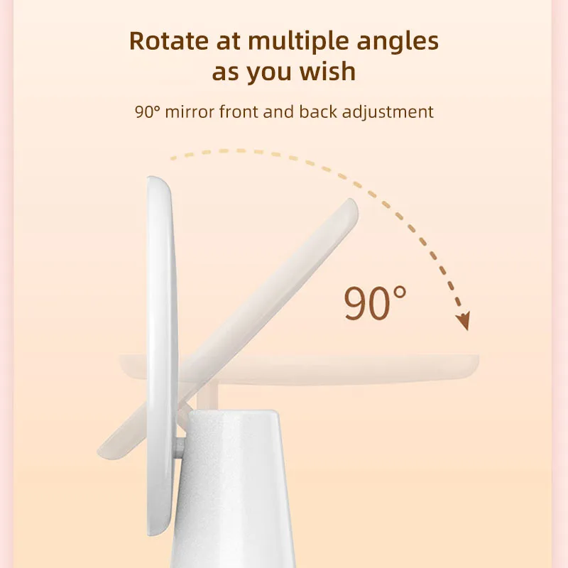 Espelho de maquiagem dobrável com detecção de protetor solar UV, luz LED, removedor de maquiagem, ferramenta mágica, carregamento de TYPE-C, espelho portátil, detecção UV