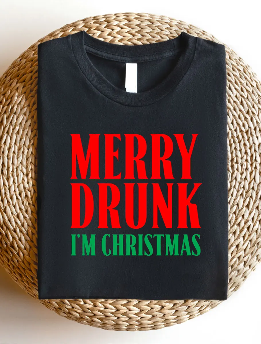 Merry Drunk I'm Christmas Shirt, Funny Christmas Tee, Christmas Drinking T-Shirt, Holiday Gift Idea