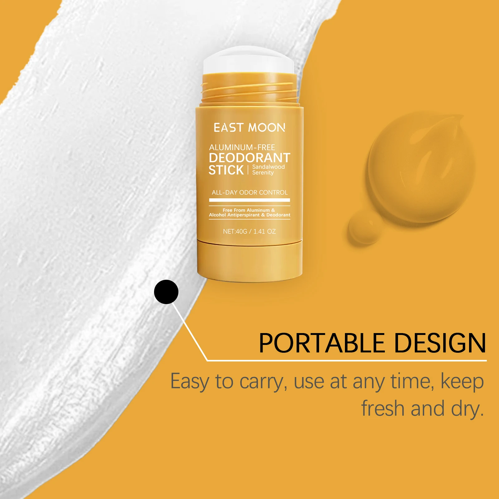East Moon 40g Armpit Sandalwood Deodorant Balm Stick For Men Lasting Body Fragrance Armpit Remove Odor Underarm Refresh Sticks