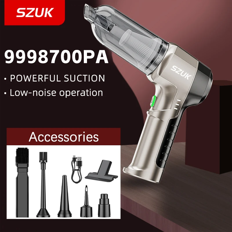 SZUK Car Vacuum Cleaner Strong Suction Mini Portable Cleaning Machine Powerful Wireless Handheld Vacuum Cleaner for Car and Home