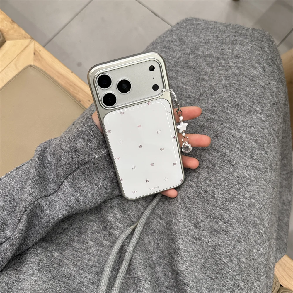 قوس فراشة على شكل نجمة بيضاء فاخرة جديدة مع حافظة حبل مناسبة لهاتف iPhone 17 Pro/13/14/15/16 Pro Max إصدار مضاد للسقوط #1