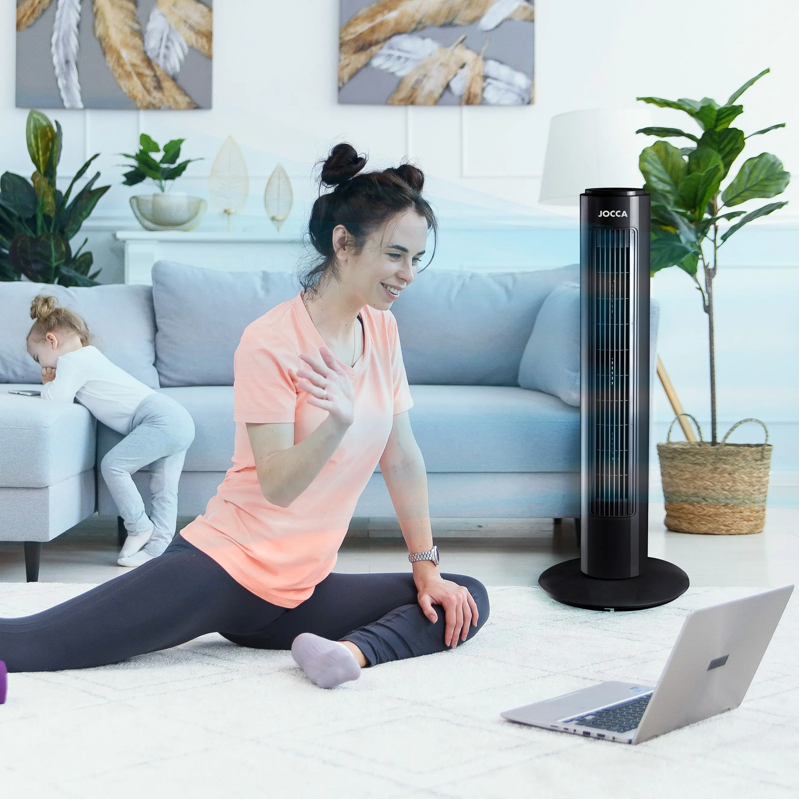 Ventilateur électrique à air froid pour la maison et le bureau, avec une hauteur de 73 cm, système pivotant, 3 vitesses et une puissance de 45W