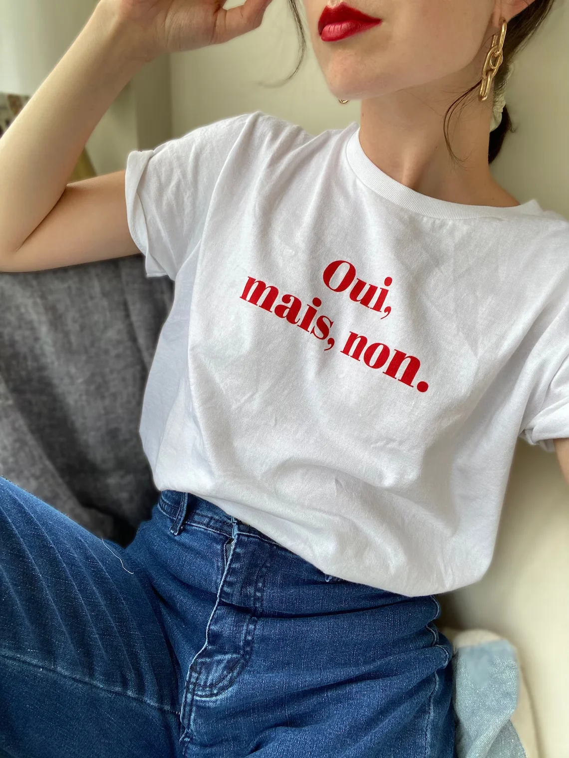 Sugarbaby OUI MAIS NON French t-shirt French tee for women Parisian style French language gift Slogan Cotton t shirts Drop Ship