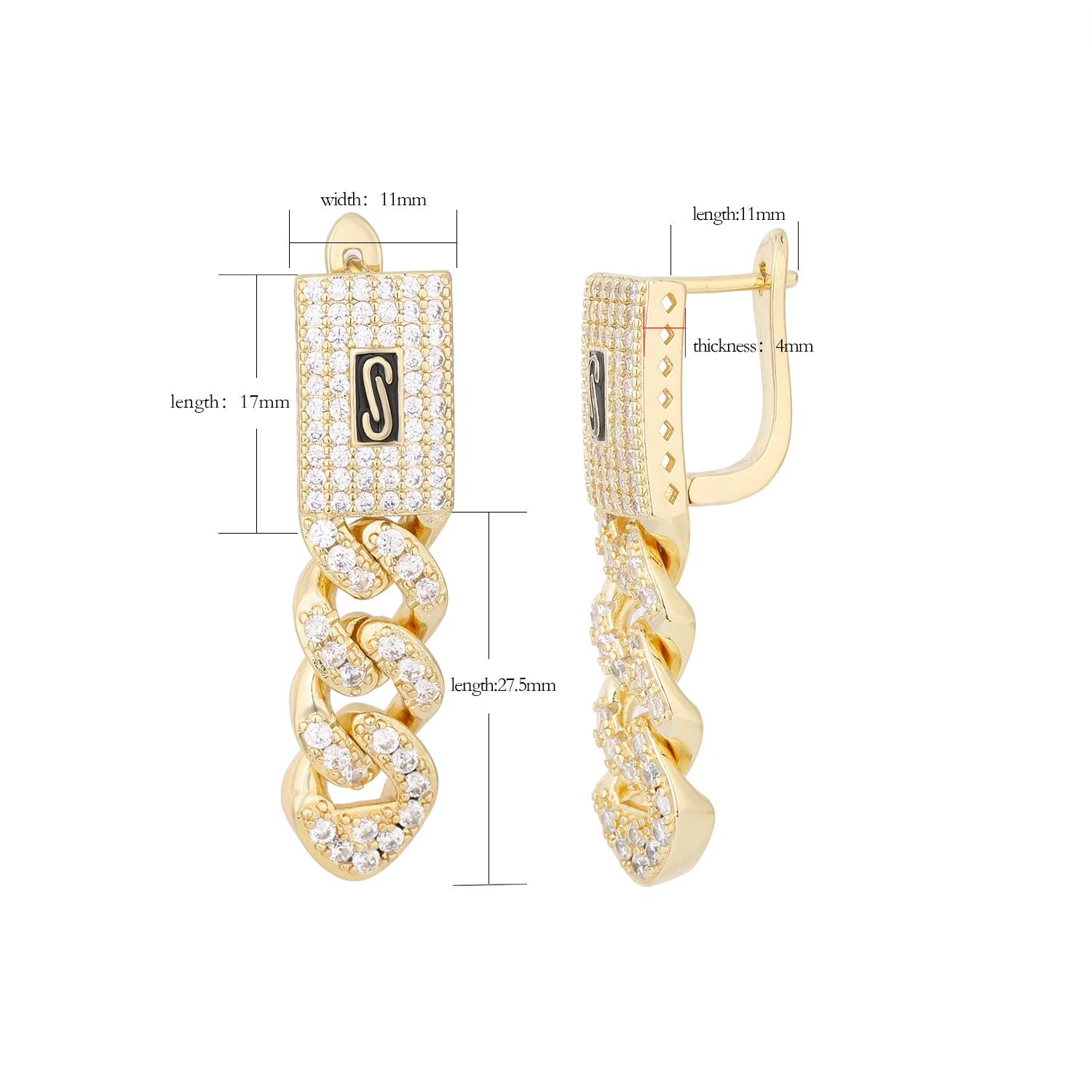 2024 Monaco Cuban hip-hop earrings female earrings 14K gold-plated jewelry fashion girls accessories exquisite support wholesale