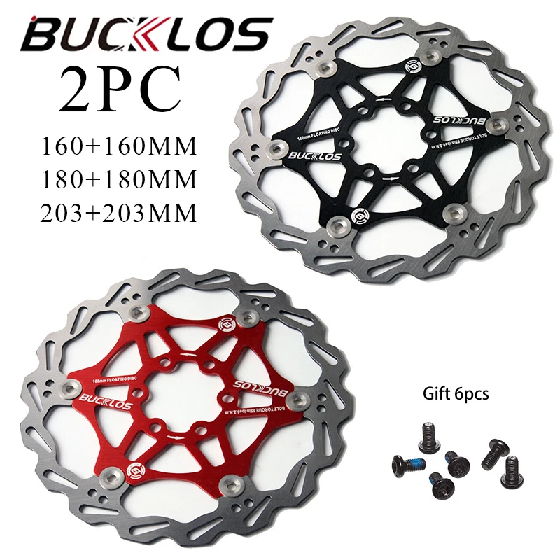 2PC BUCKLOS Bicycle Disc Brake 160/180/203 Bike Floating Rotors Stainless Steel Mountain Bike Brake Rotor Mtb Rotors Part 1PC