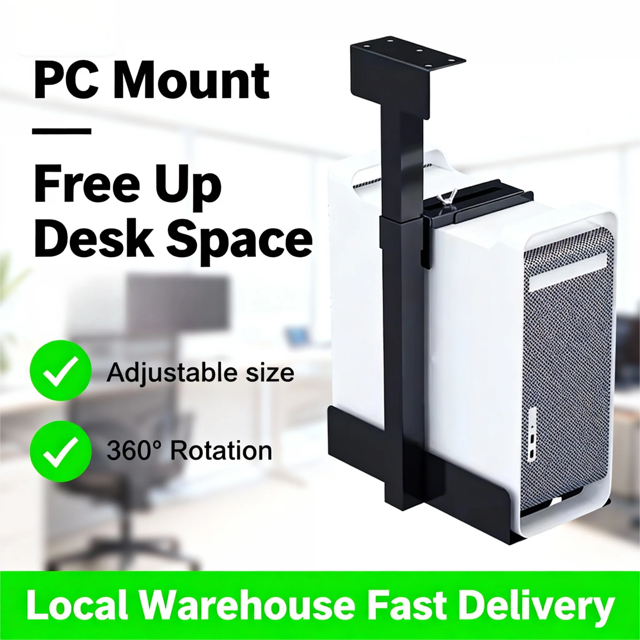 Support de processeur réglable sous le bureau, pour boîtier PC, Rotation à 360 degrés, capacité de 25kg, gain de place, support d'ordinateur