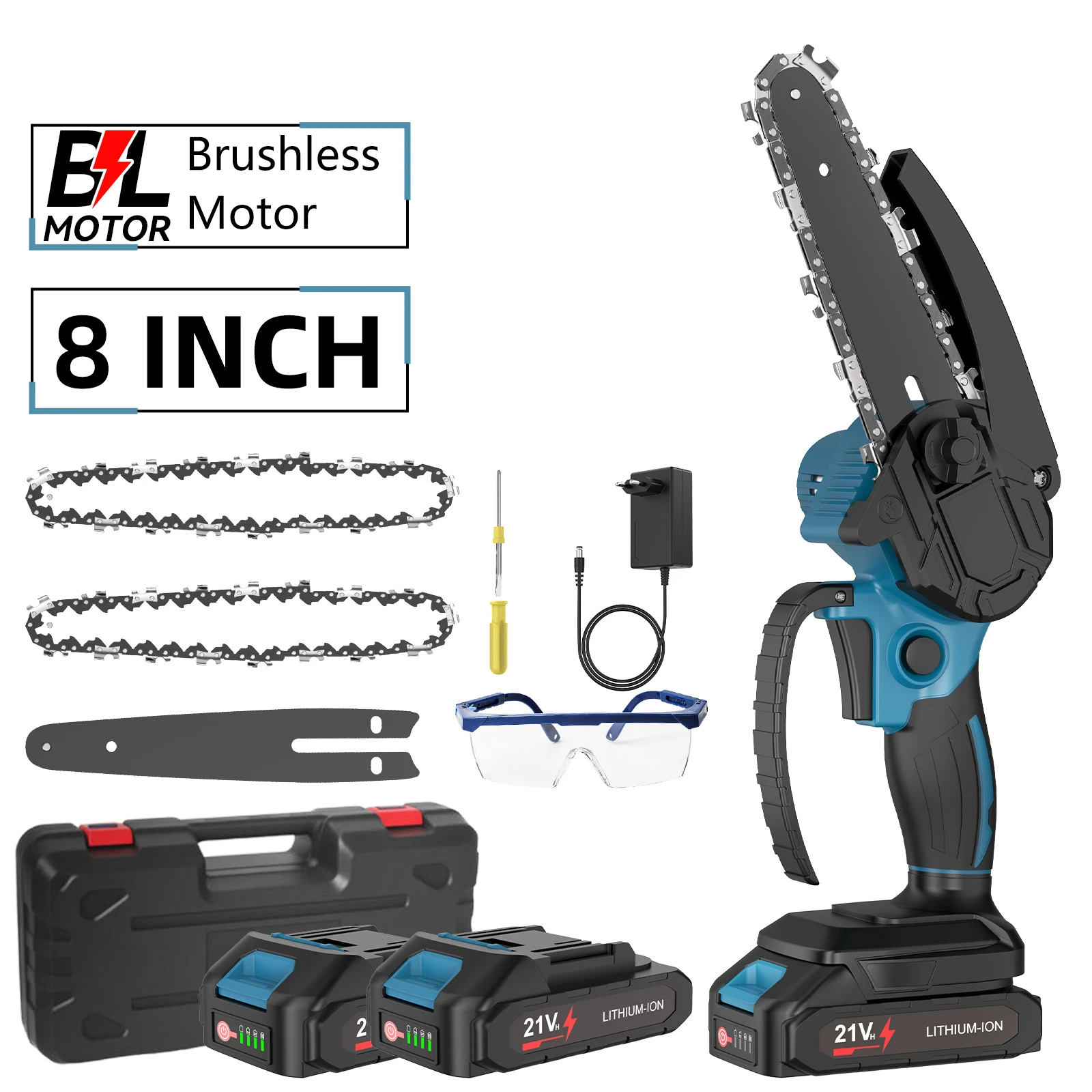 6-Zoll-Elektrokettensäge, kabellos, mit Öler, für Garten, Holzschneiden, Baumfällen, Beschneiden, Elektrowerkzeug für Makita 21V Akku