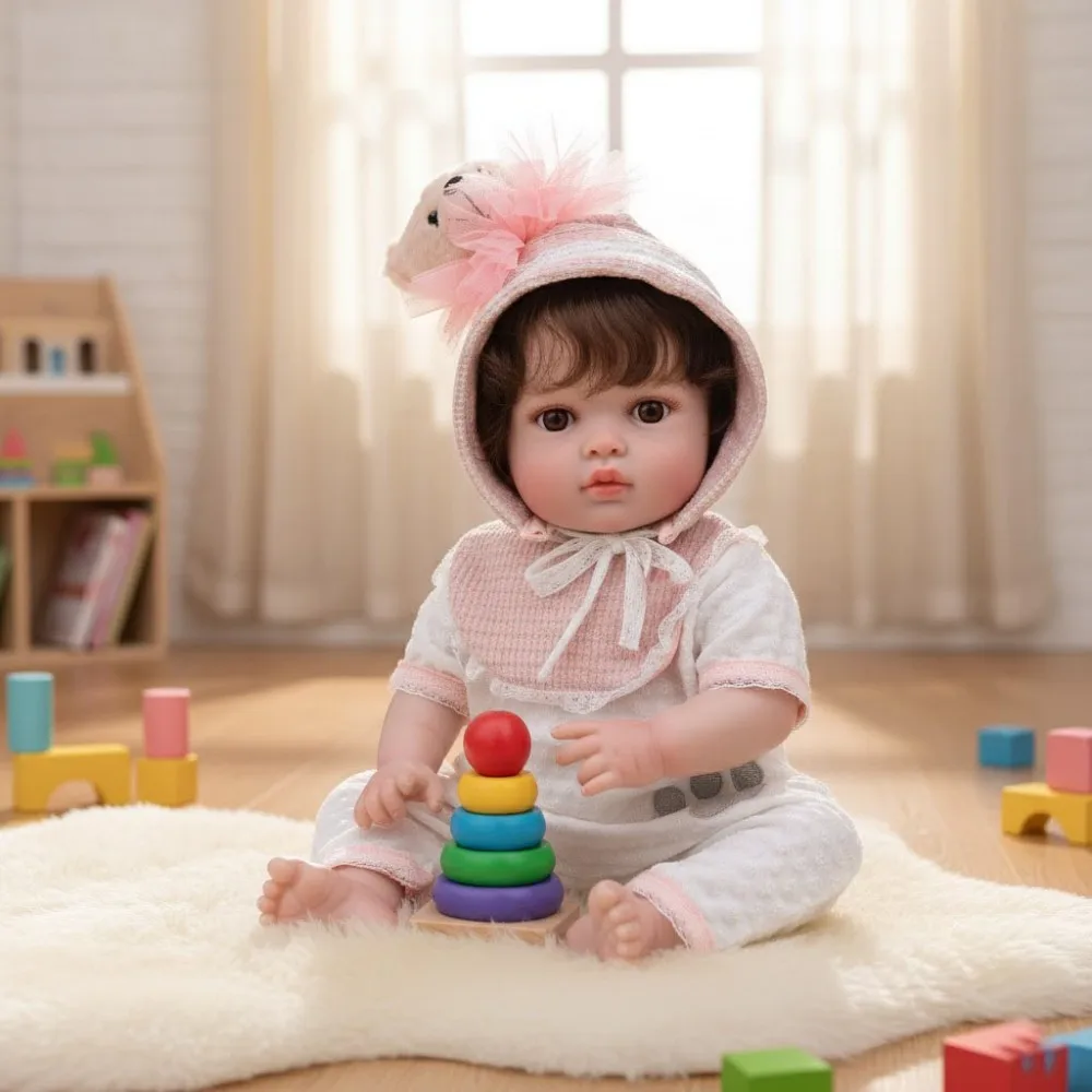 

Cloveray 20 inch New Kawaii Realistic Reborn Baby Doll Super Soft Vinyl Doll Full Body Vinyl Handmade Original Toy For Kid Gift