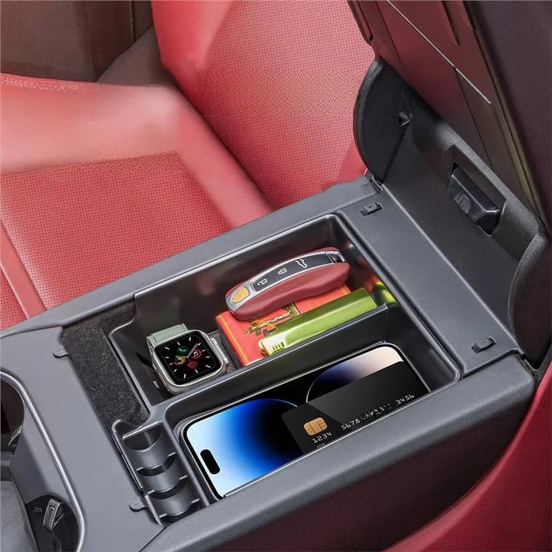 Do Porsche Cayenne 2018 2019 2020 2021 2022 2023 2024 Samochodowa konsola środkowa Schowek Taca Podłokietnik Organizer Etui Akcesoria — zdjęcie 2